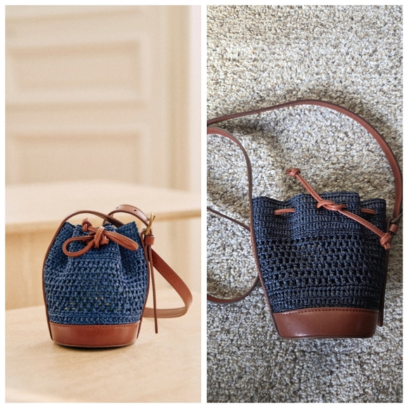 Sezane Nano Farrow Bucket Navy Blue - Picture 1 of 7